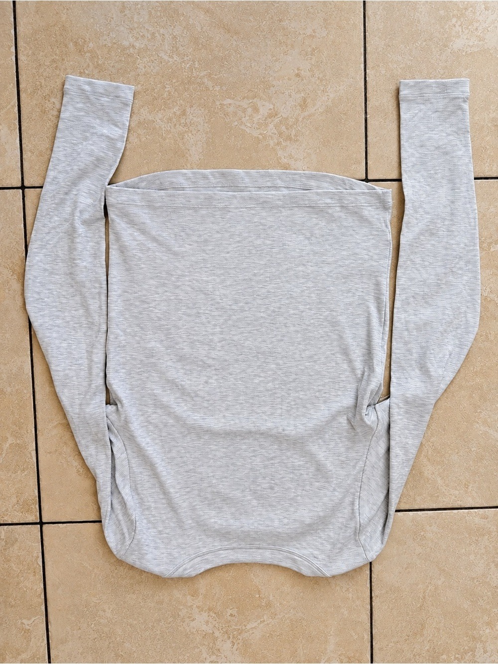 Vuori Pose Scoop Tee Long Sleeve White Heather Grey L NWT Ribbed - Picture 3 of 9